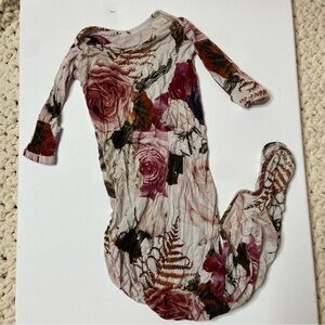 Posh Peanut Bamboo Floral Sleeper Gown Knotted Maroon Fern